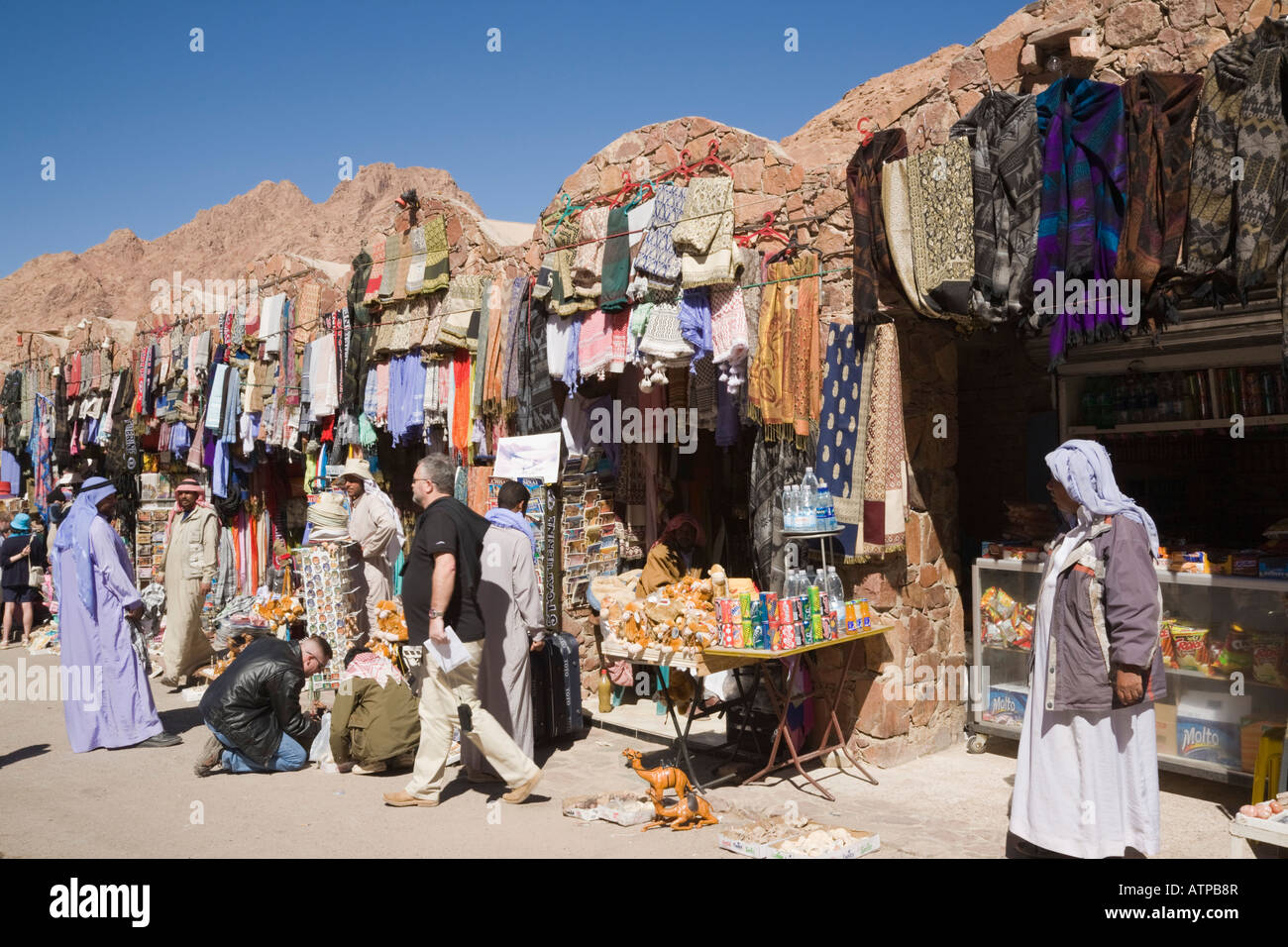 Touristischen Souvenirläden und Markt Stände in Saint Catherine Protektorat. St. Katherine Sinai Wüste Ägypten Asien Stockfoto