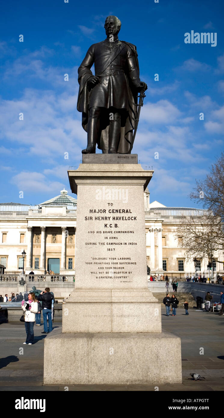 Hauptgeneral Sir Henry Havelock Statue Trafalgar Square London uk Stockfoto