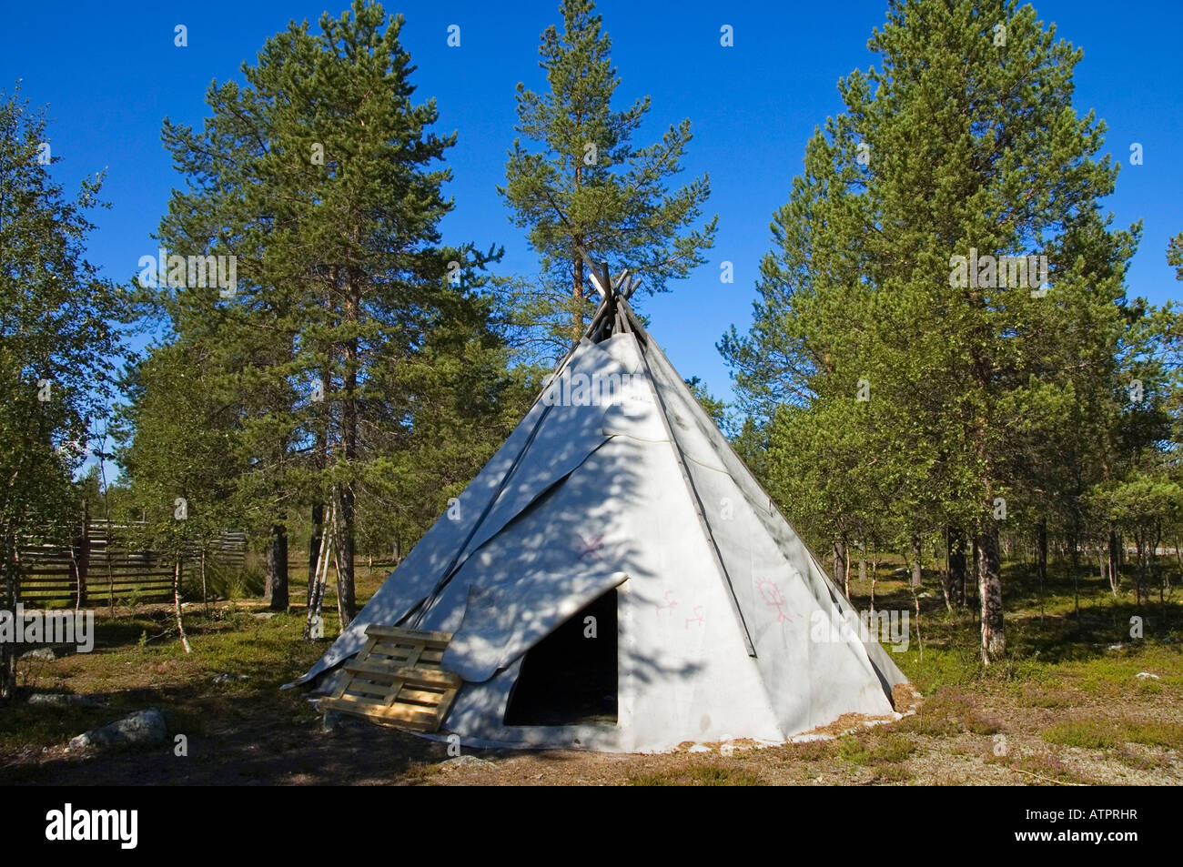 Sami-Zelt / Lappland Stockfoto