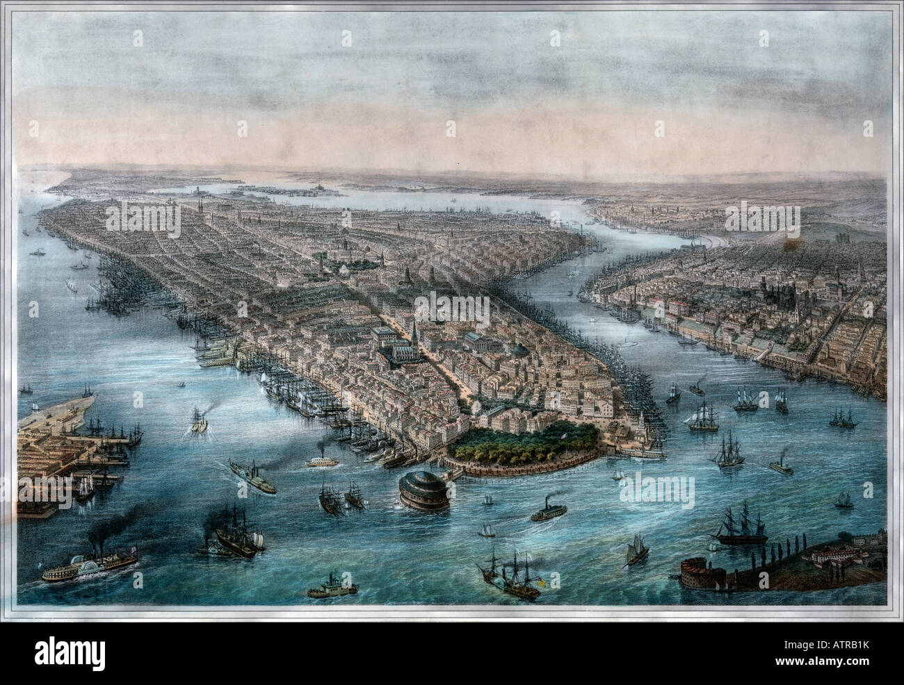 Luftaufnahme von New York city Stockfoto