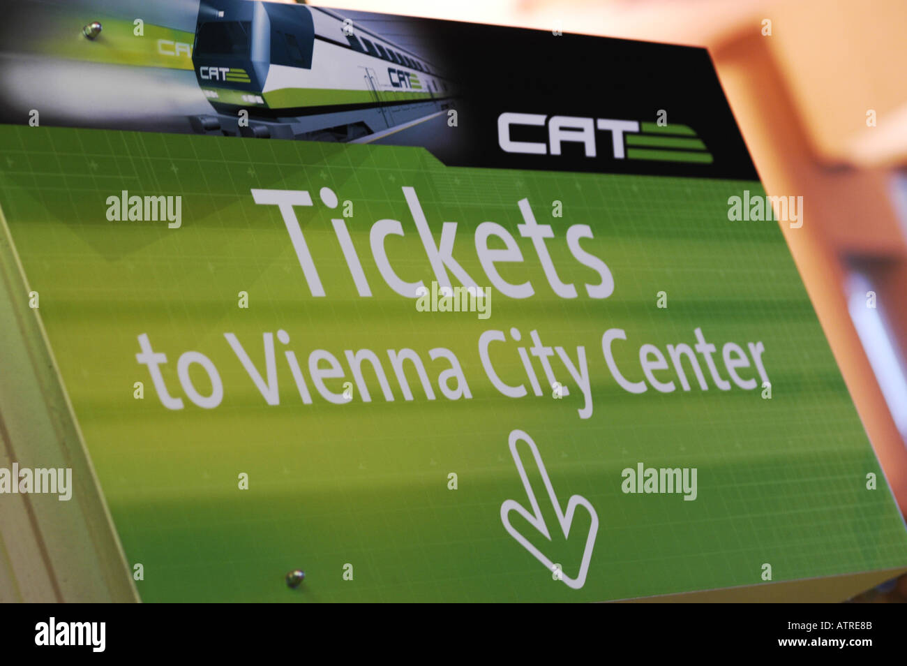 Wien, City Airport Train, CAT, Schilder, tickets Stockfoto