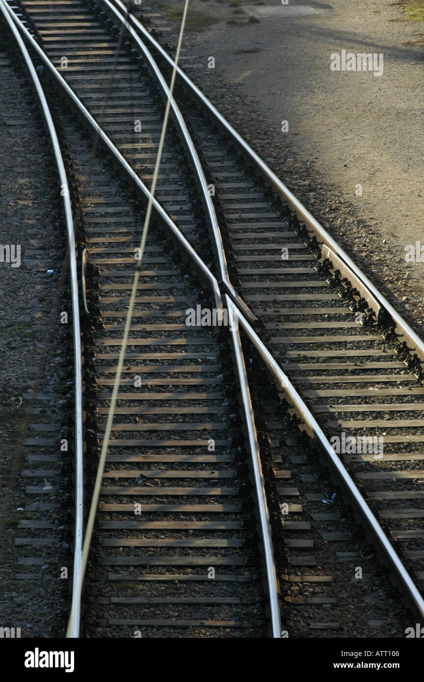 Wien, Westbahnhof, Eisenbahn, überlappenden Bahnen Stockfoto