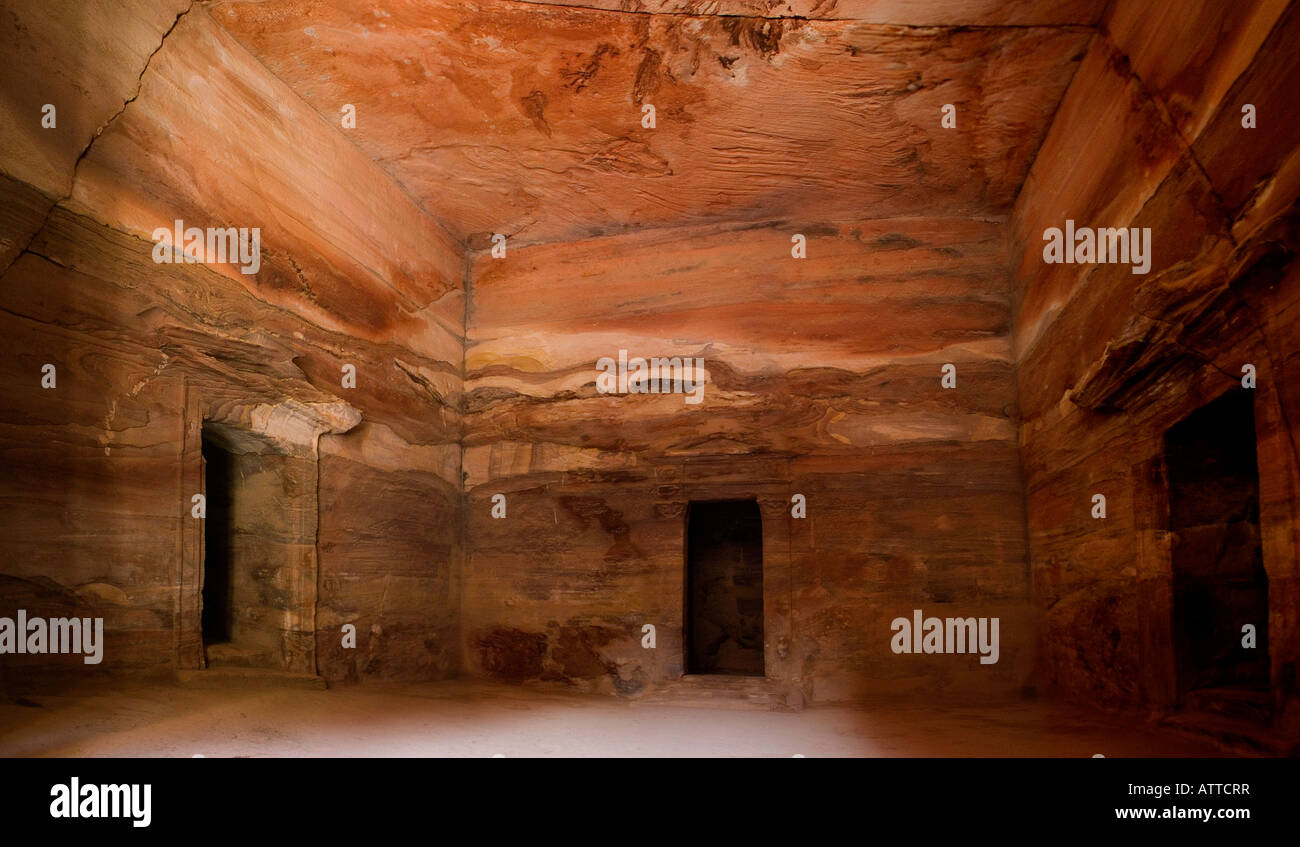 Innenraum Des Treasury Petra Jordan Stockfoto Bild