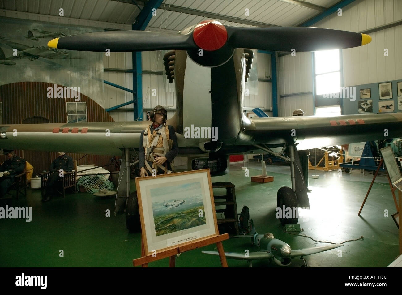 Hawker Hurricane MK 1 Replik auf Ausstellung im Tangmere Military Aviation Museum, Sussex, England Stockfoto