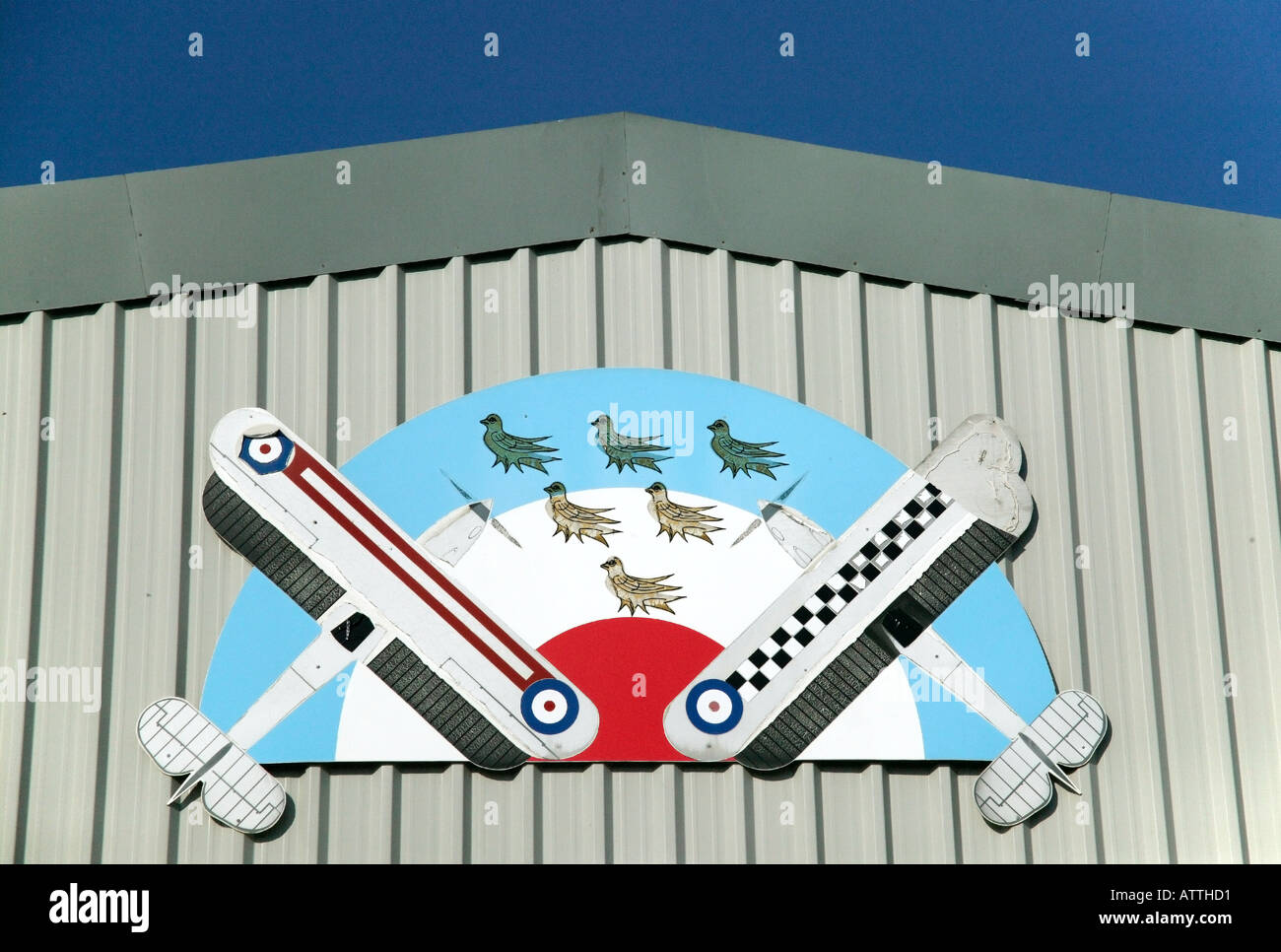 Melden Sie sich über Hangars an Tangmere Military Aviation Museum, Sussex, England Stockfoto