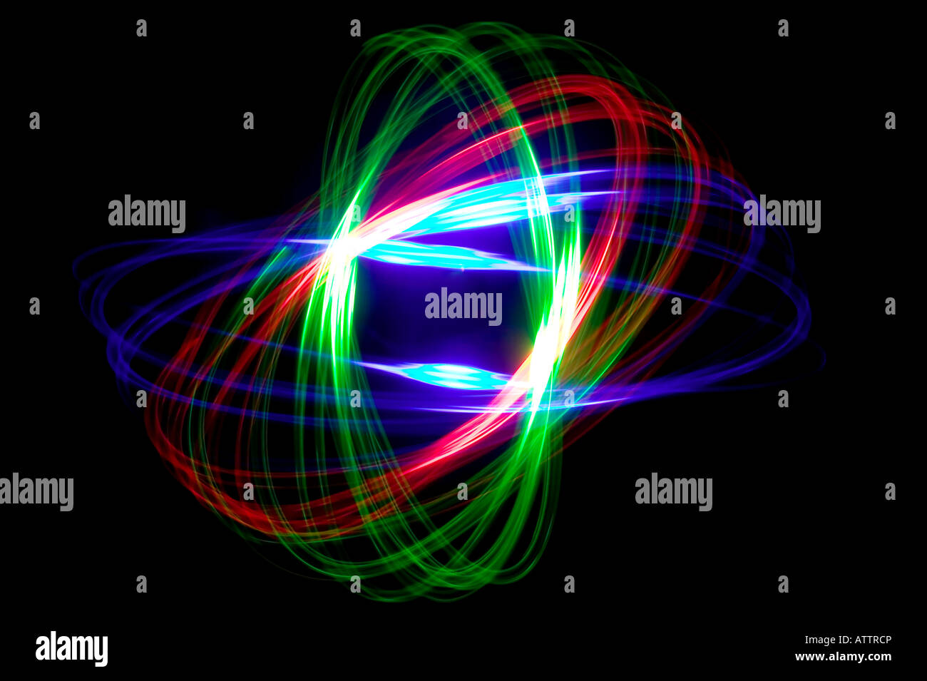 Abstrakte Physiogram-Muster mit drei bunten Lichtern Stockfoto