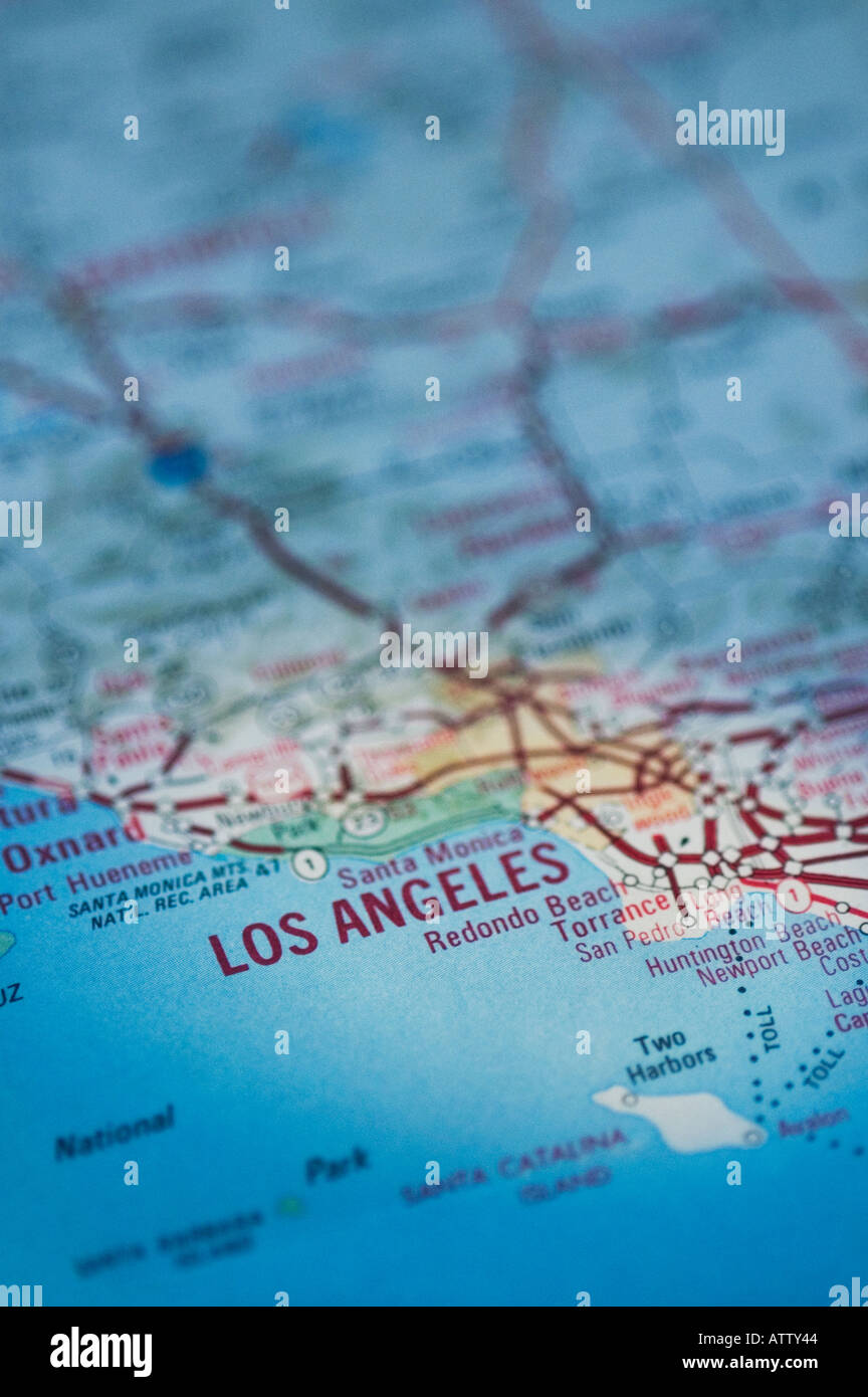 LOS ANGELES ROAD KARTE Stockfoto