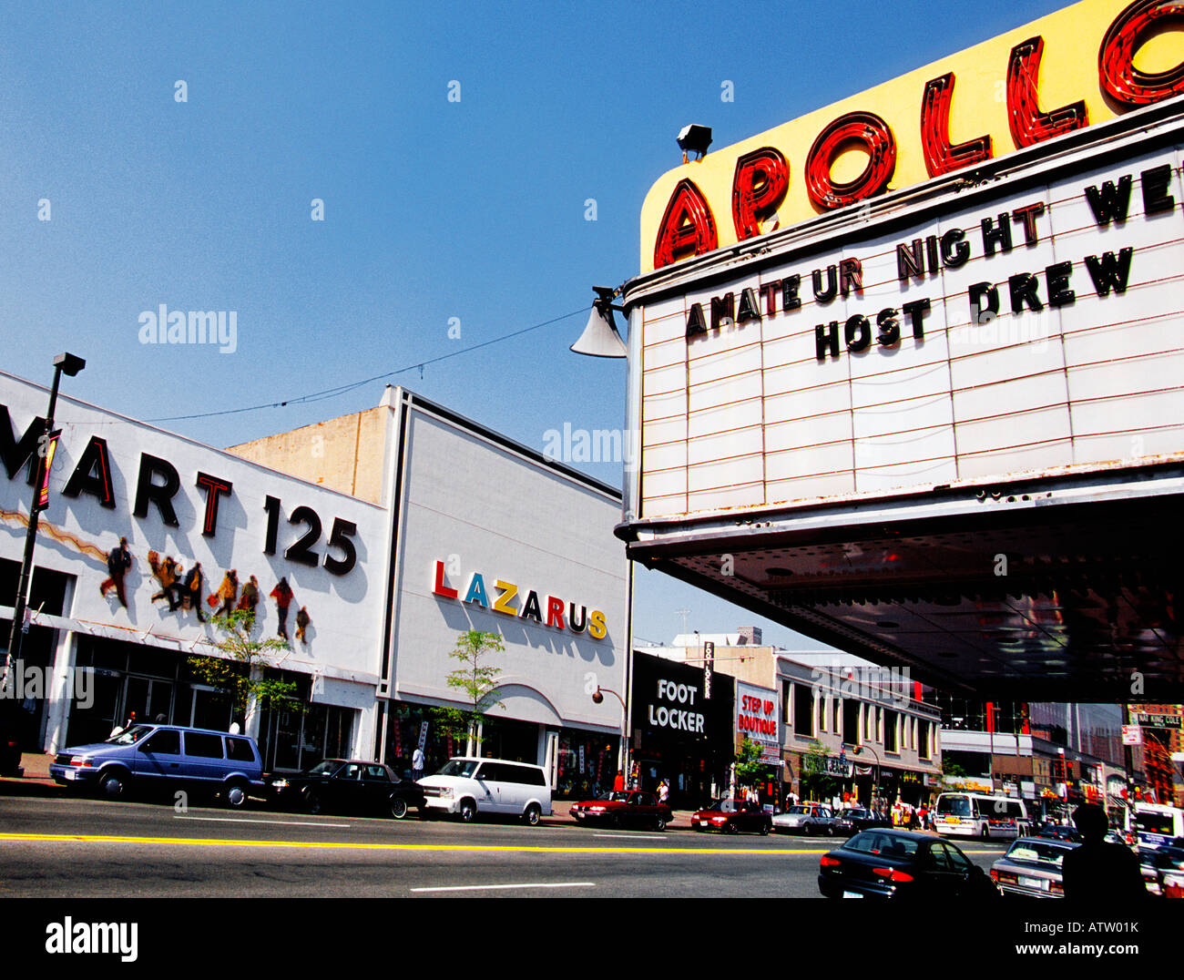 Harlem, Apollo Theater, New York City. Historisches afroamerikanisches Kulturtheater, Adam Clayton Powell Boulevard, 125. Street Upper Manhattan. Niemand Stockfoto