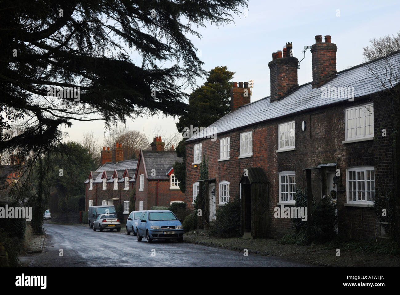 Fotograf Howard Barlow Cottages in ROSTHERNE Dorf auf dem Anwesen Tatton, Knutsford Cheshire Stockfoto