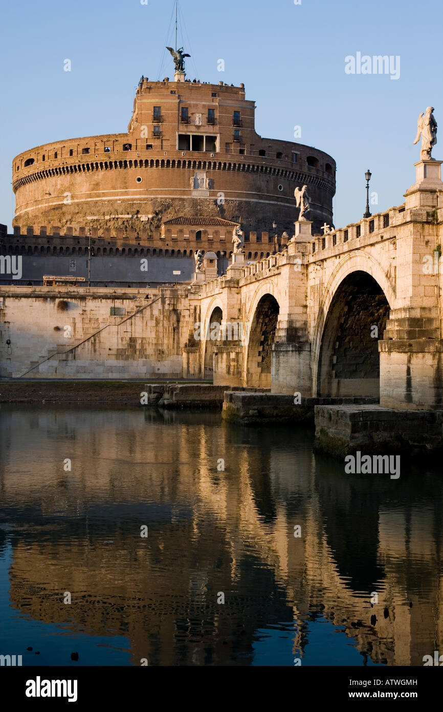 Brücke, Ponte, San Angelo, mit Fluss Tiber und Castell, GEMEINSACHAFT, Angelo, Rom, Latium, Italien, Castello di Angelo, Stockfoto