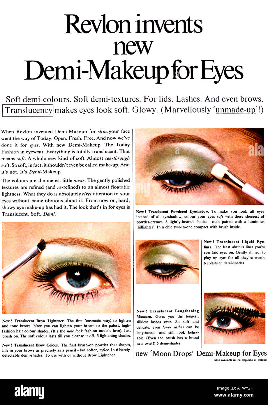 1960er Jahre Nova Magazin Oktober 1968 Werbung für Revlon Make-up Augenmakeup Make Up für redaktionelle verwenden Sie nur Stockfoto