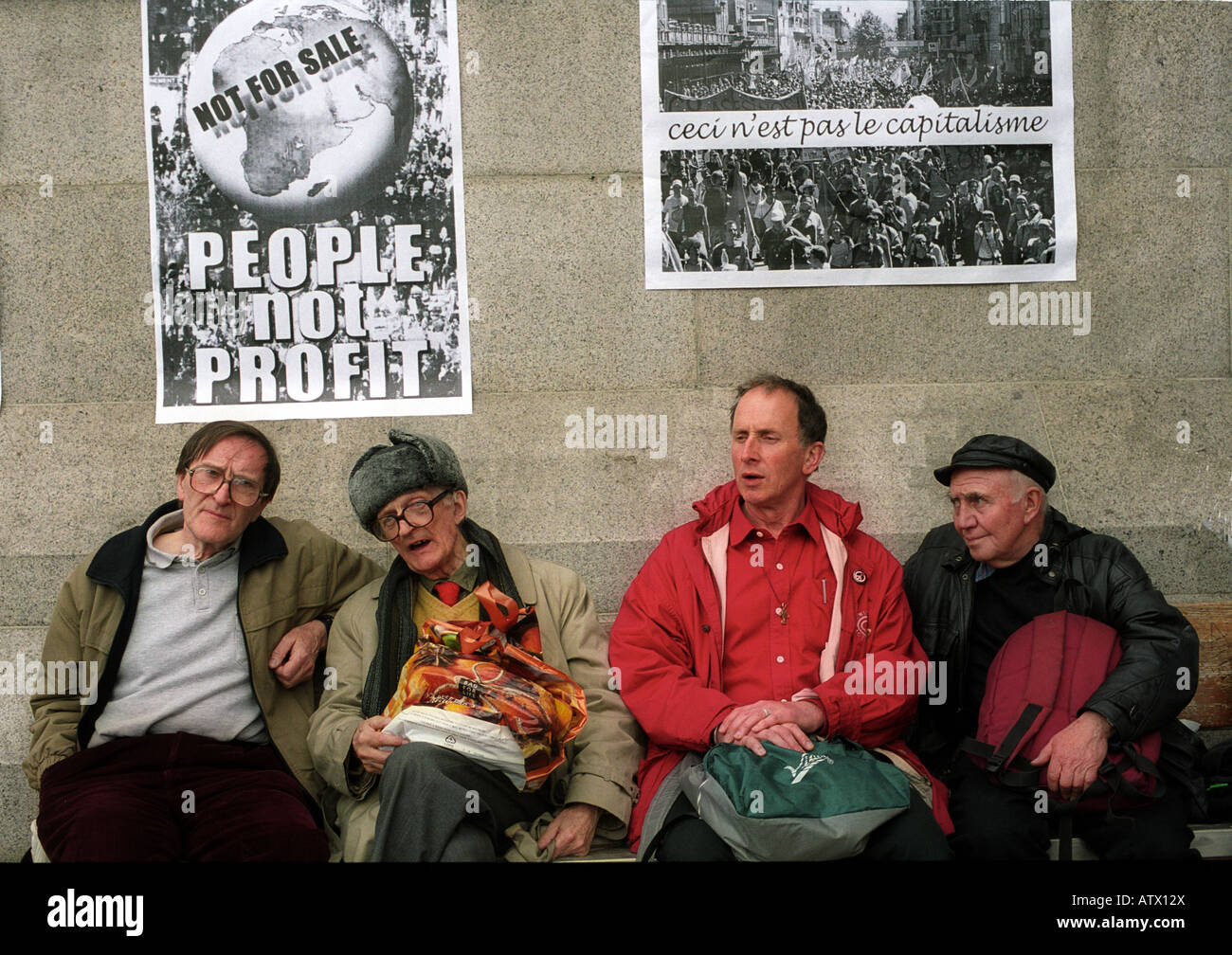 Mayday-Demonstration Trafalgar Square, London 2002 Stockfoto