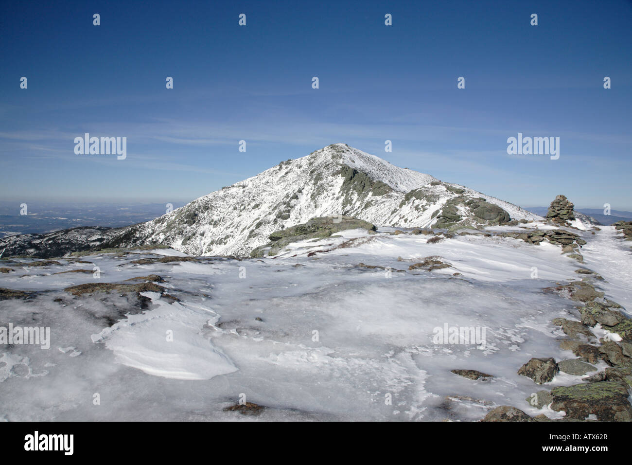 Appalachian Trail - Franconia Ridge, White Mountains, New Hampshire USA Winterwandern Stockfoto