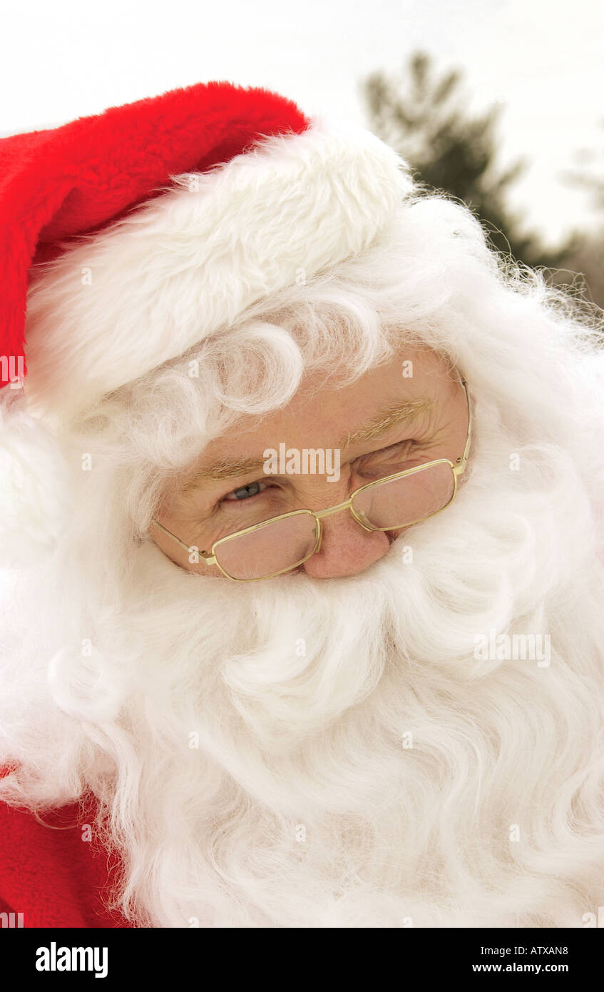 Santa Claus Zwinkern Stockfoto