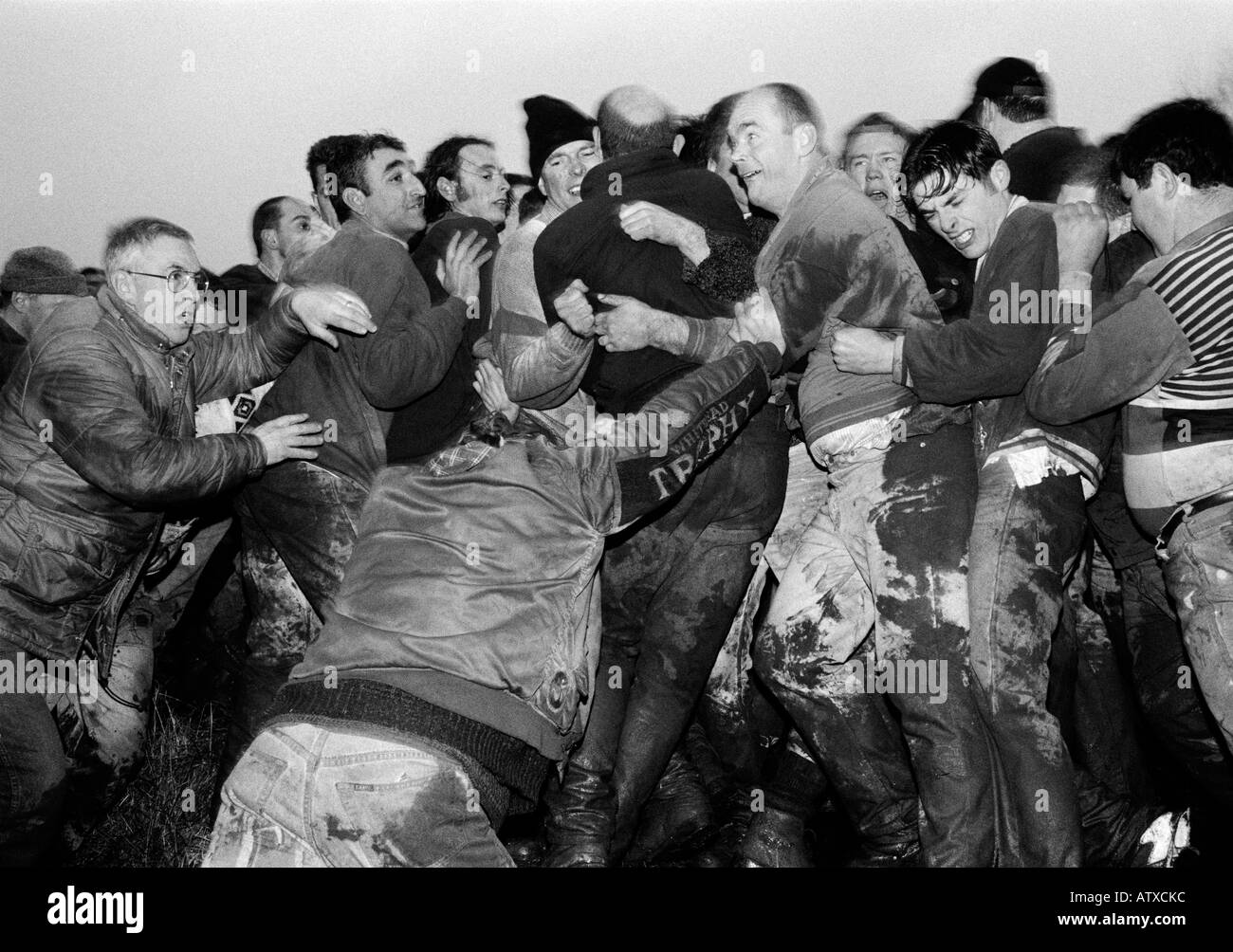 Haxey Hood Spiel bei Haxey in Humberside England Stockfoto
