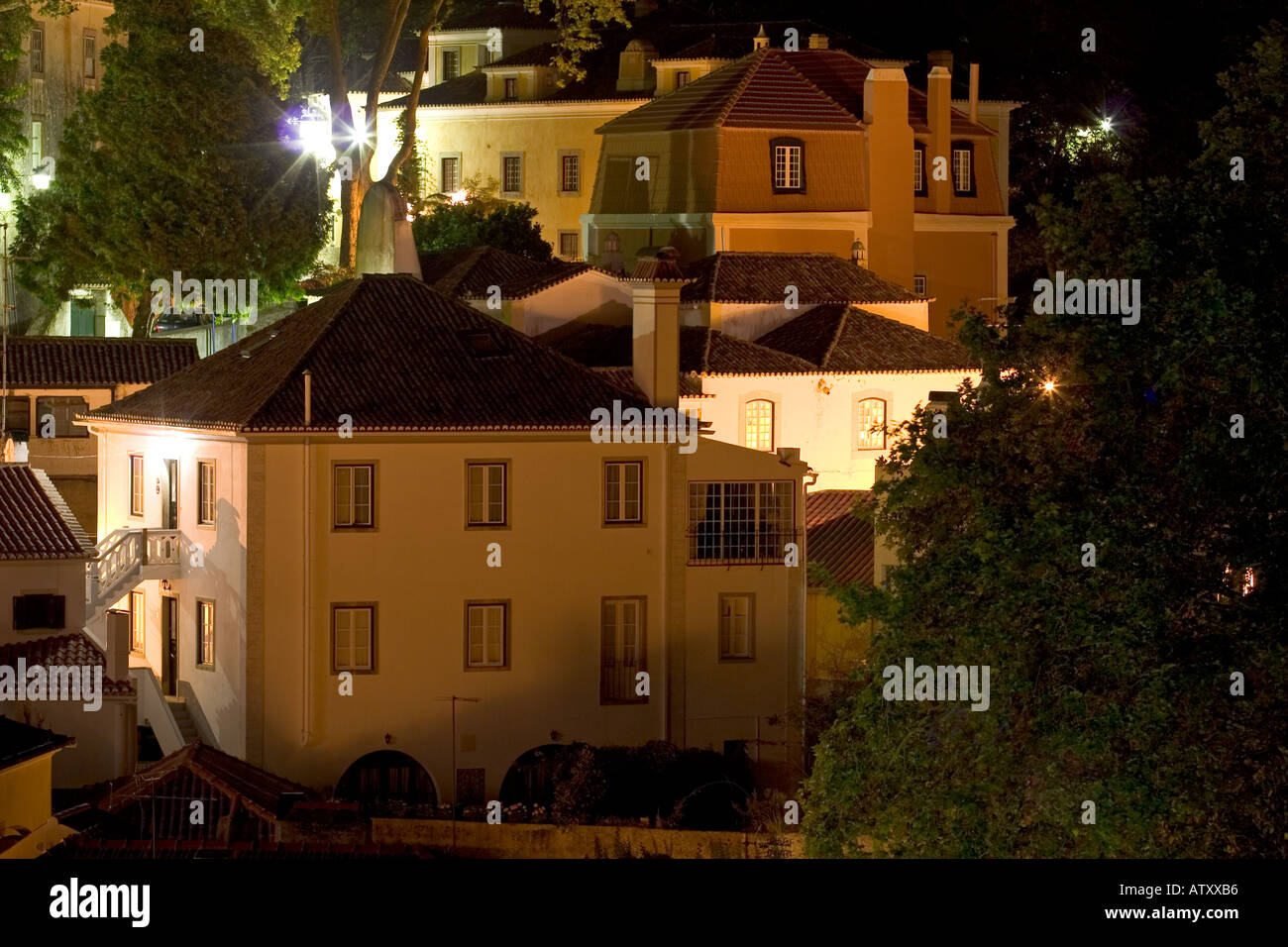 Sintra Portugal in der Nacht Stockfoto