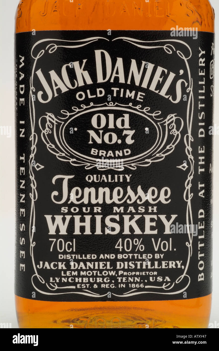Jack Daniels alte Zeit Nummer keine 7 Tennessee Sour mash Daniel Brennerei  Lem Motlow Lynchburg tenn Usa Amerika sippin Stockfotografie - Alamy