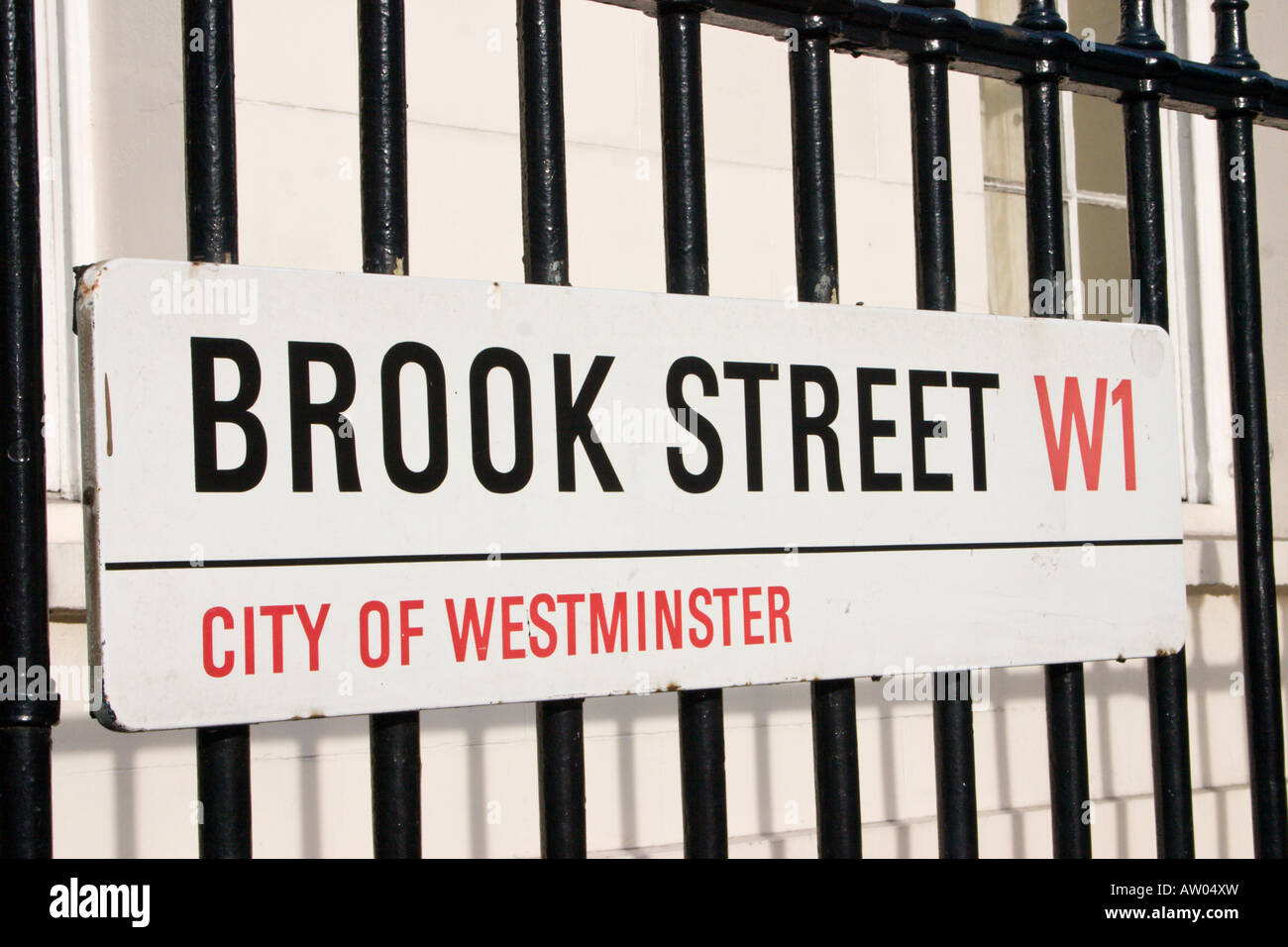 Brook Street London W1 Straßenname Zeichen Stockfoto