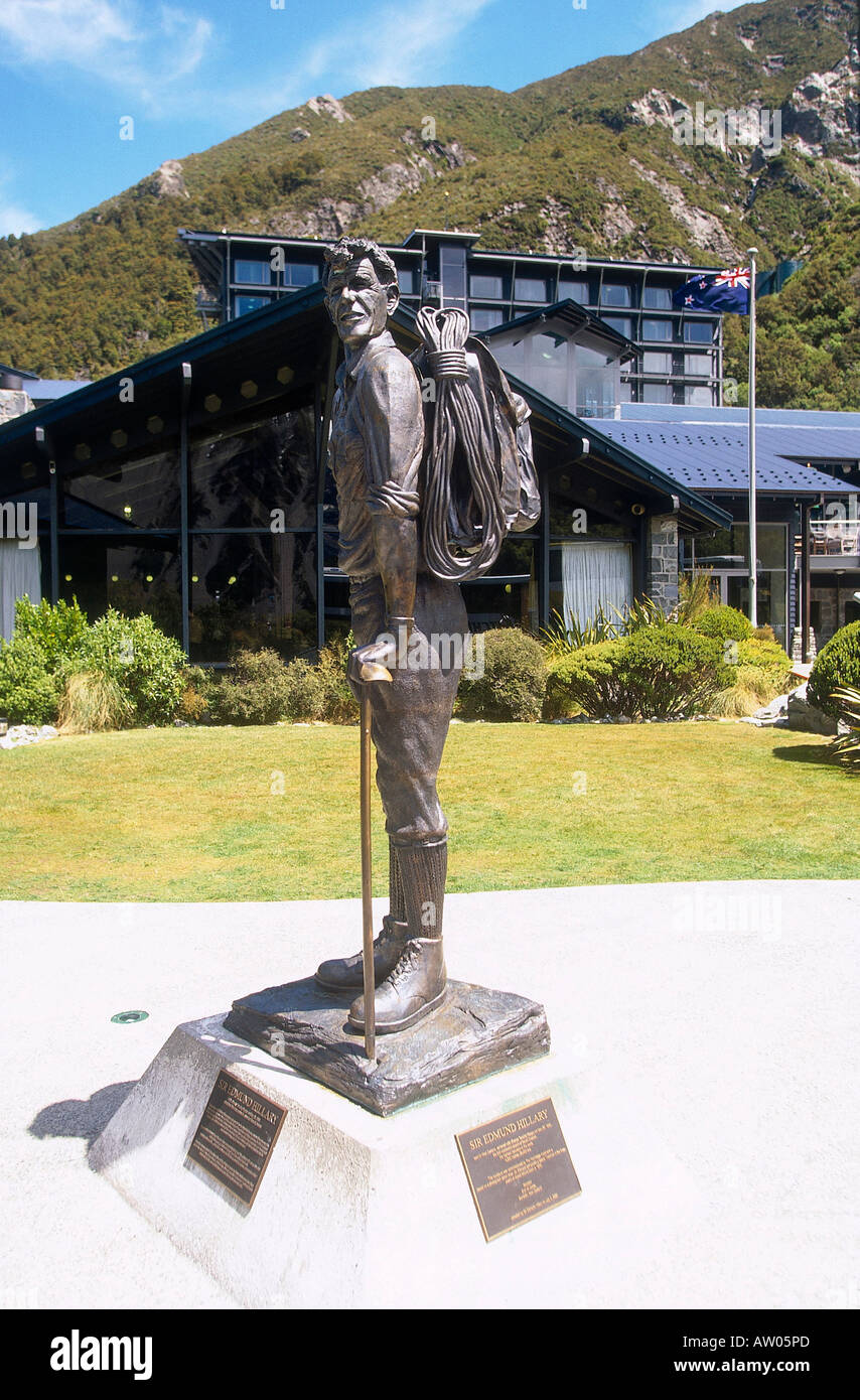 Sir Ed Hillary Statue der Eremitage Mount Cook National Park Stockfoto