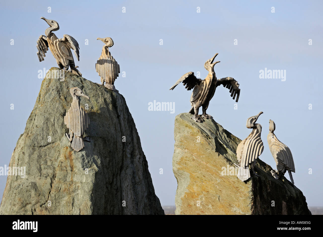 Kormoran Vogel Skulptur. Tern-Projekt. Morecambe, Lancashire, England, Vereinigtes Königreich, Europa. Stockfoto