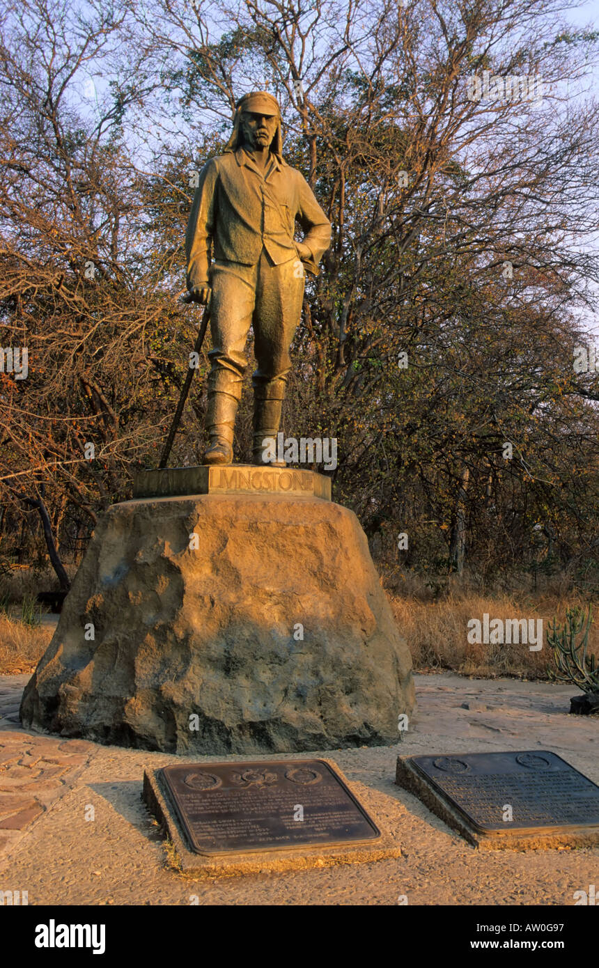 Statue von Dr. Livingstone, Viktoriafälle, Simbabwe Stockfoto