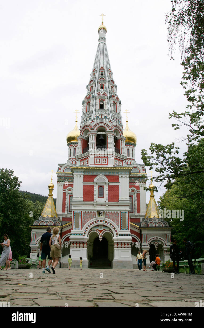 Russische Kirche Shipka Bulgarien Stadt Dorf Balkan Steinschnittlage Priester Mönch Symbol Kirche Kathedrale Christentum orthodoxe religion Stockfoto