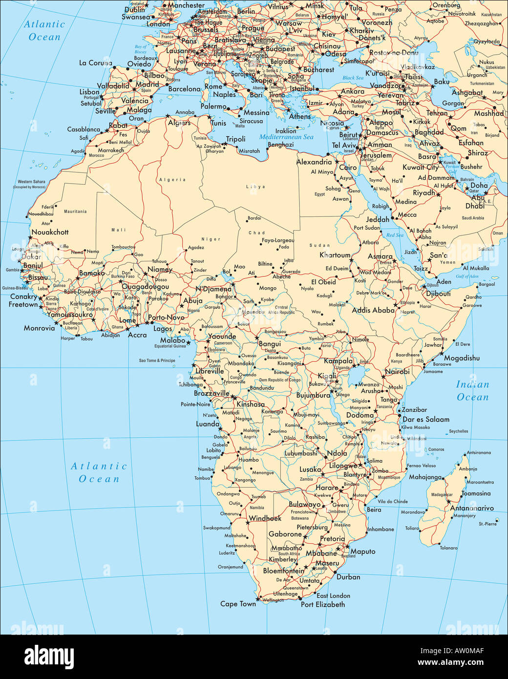 Karte von Afrika Stockfoto