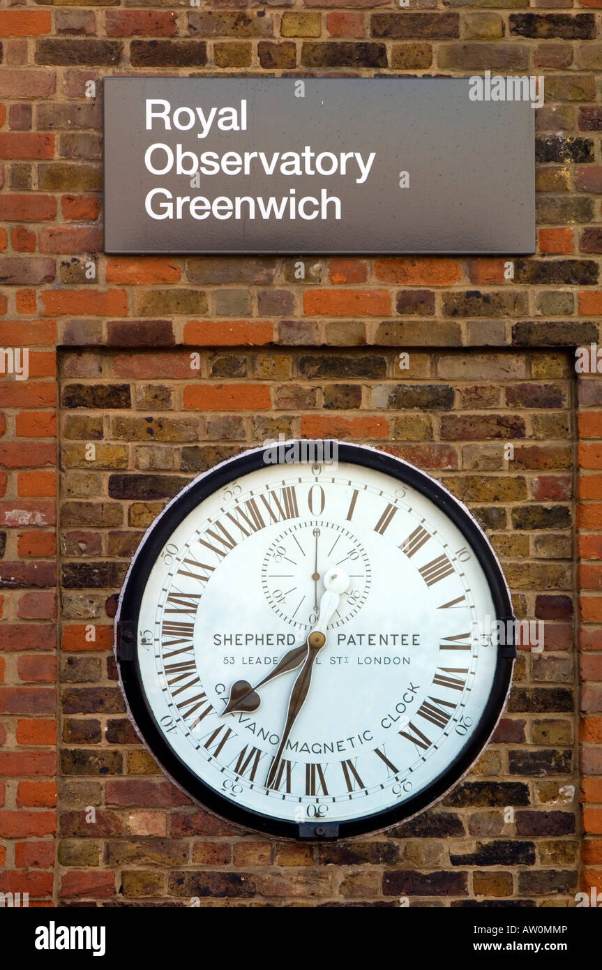 Uhr, GMT im Royal Observatory, Greenwich SE10 London Vereinigtes Königreich Stockfoto