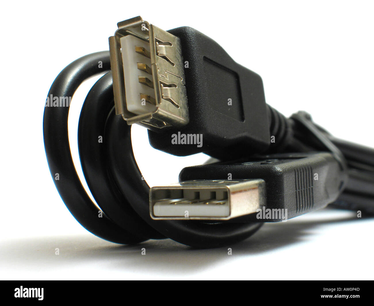 USB-Kabel vom Computer Verbindung Isolated on White Stockfoto