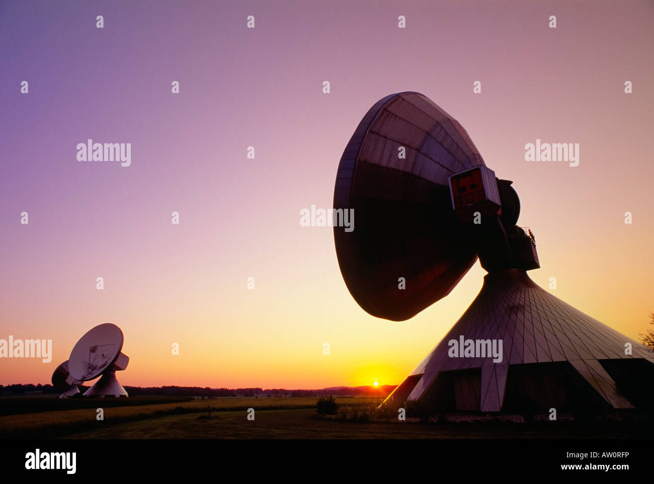 Satelliten-Kommunikation-Station, Raisting, Deutschland Stockfoto