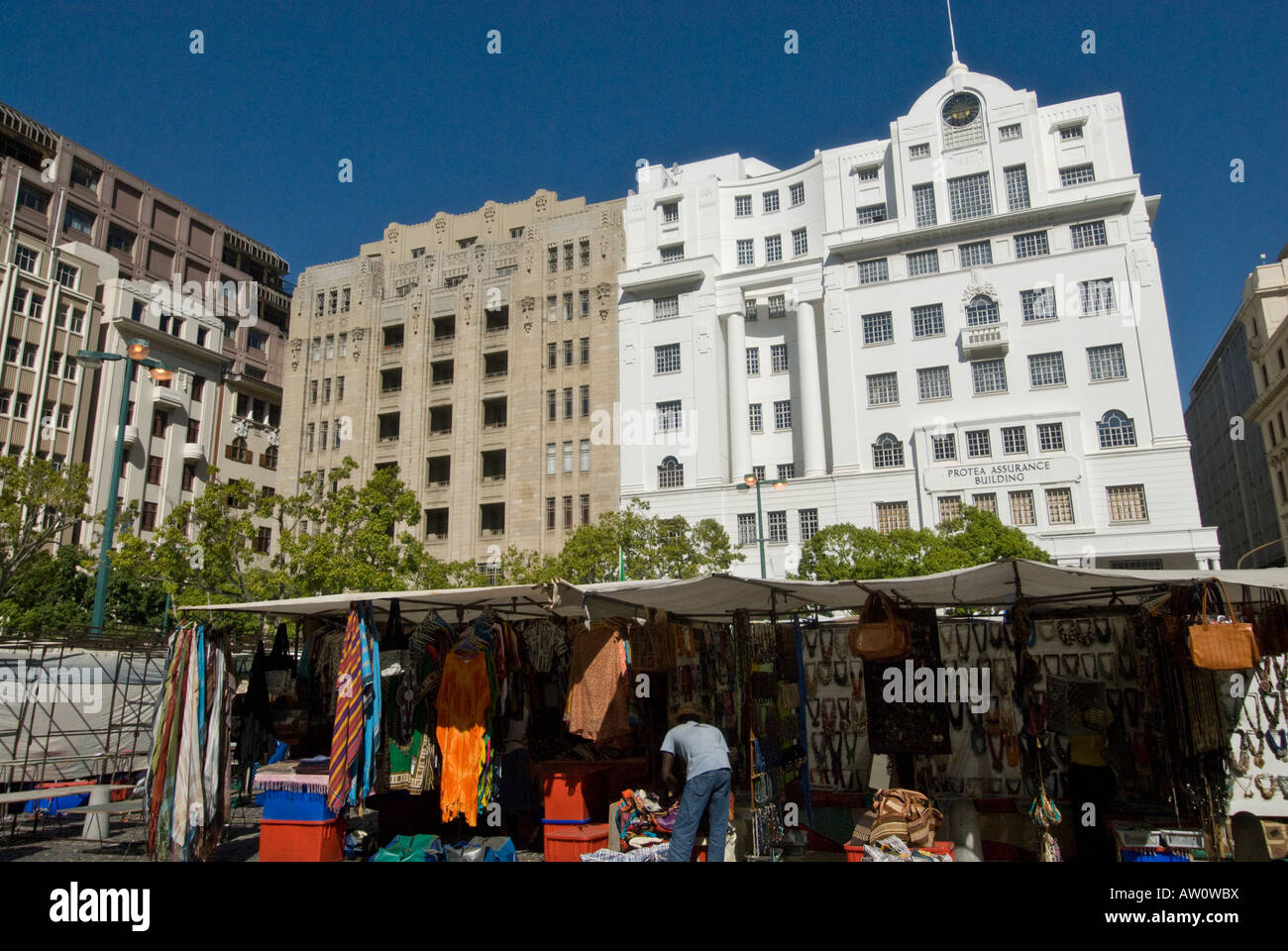 Greenmarket Square-Kapstadt am Markttag Stockfoto