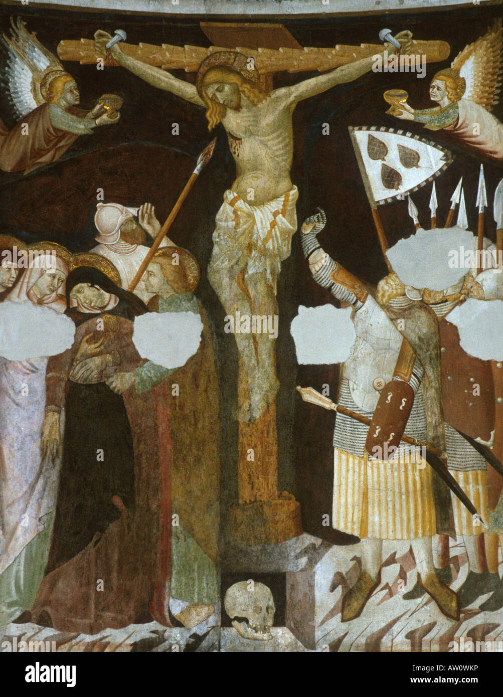 Como Italien Detail des 13. C-Fresken in der Apsis der Kirche von Sant Abbondio Stockfoto