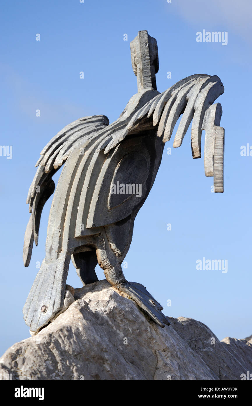 Kormoran Vogel Skulptur, (Detail). Tern-Projekt. Morecambe, Lancashire, England, Vereinigtes Königreich, Europa. Stockfoto