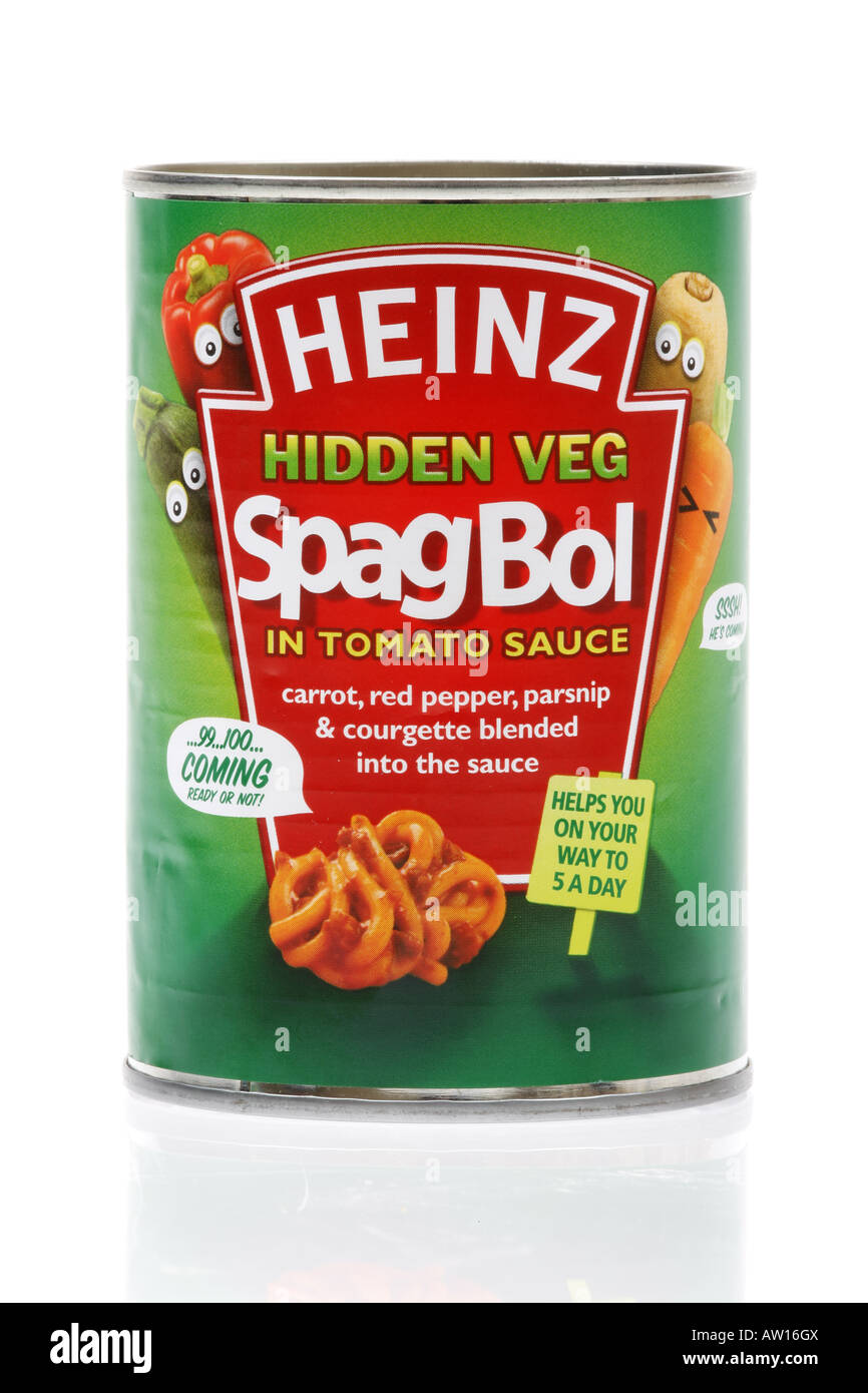 Aus der Dose Spaghetti Bolognese Stockfotografie