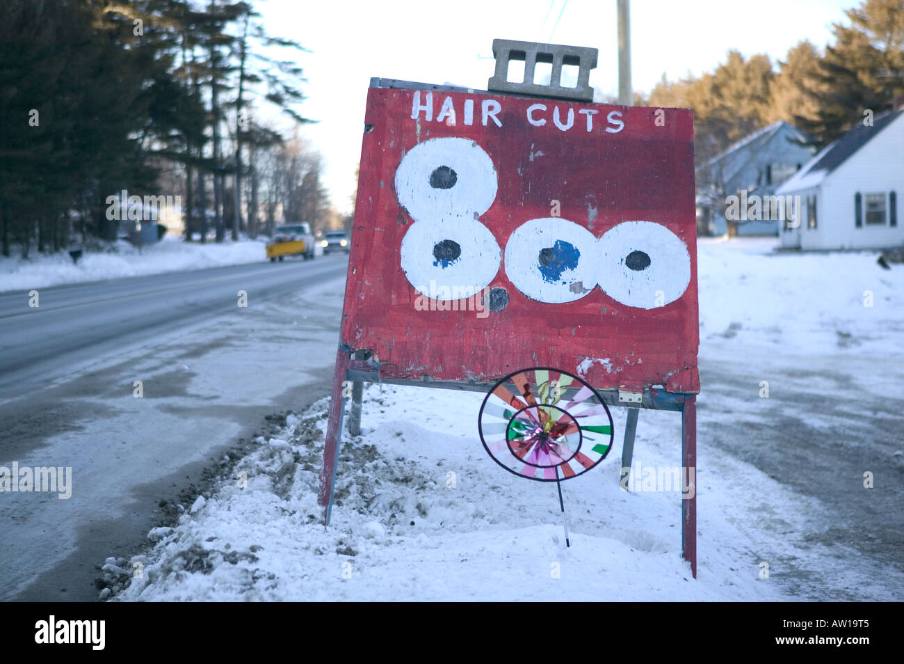 Am Straßenrand Barbershop Zeichen Stockfoto