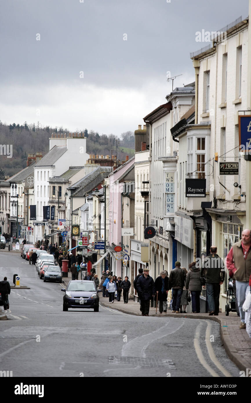 Monnow Street im Zentrum von Monmouth in Gwent Wales Stockfoto