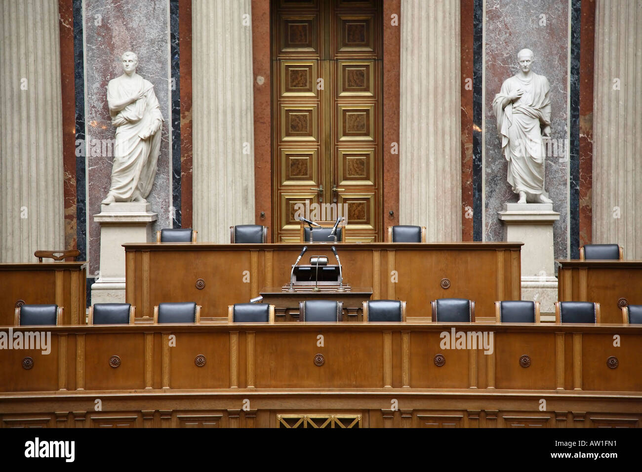 Detail des Saales der österreichischen Bundesversammlung im Parlament, Wien, Österreich Stockfoto