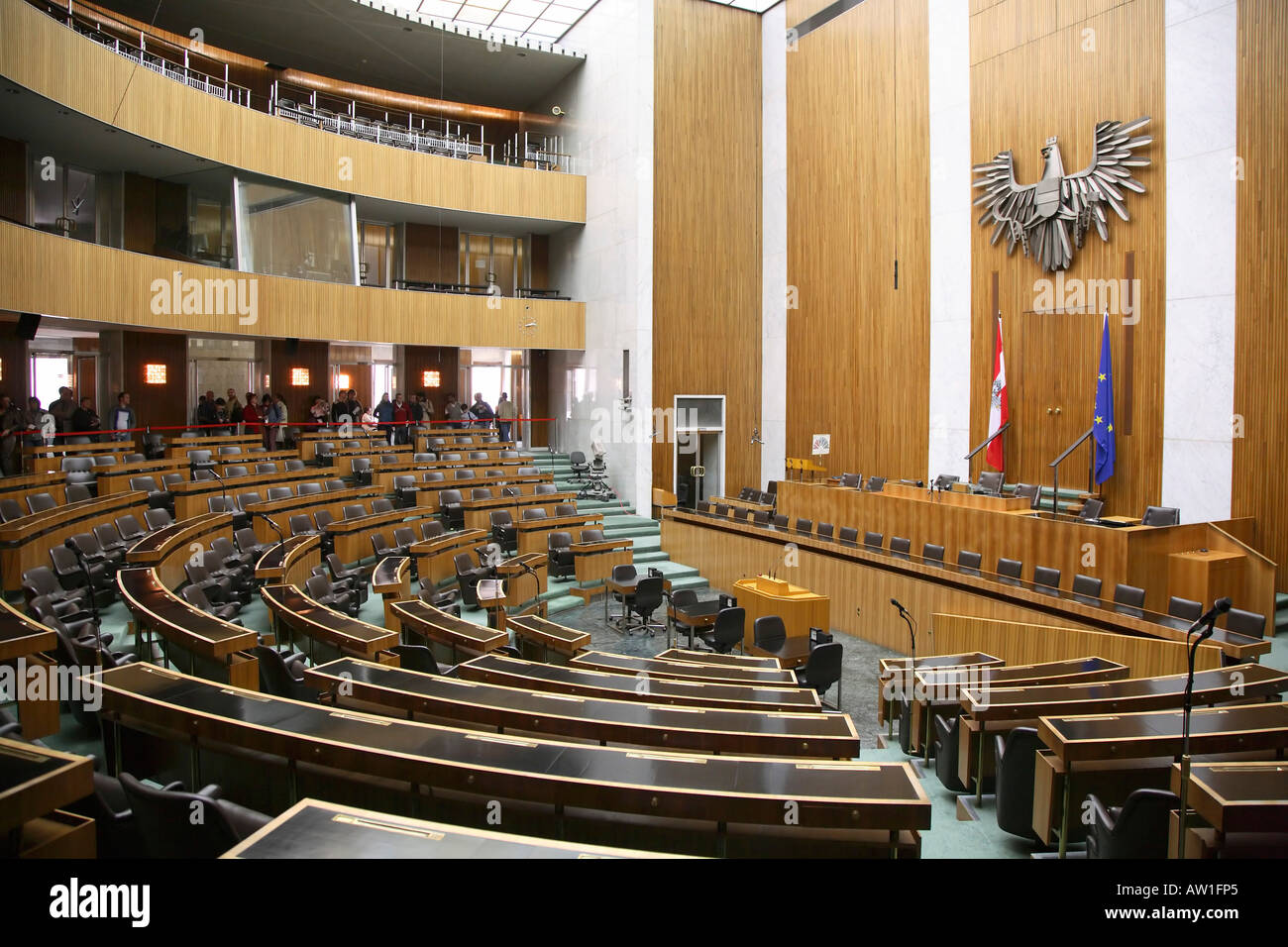 Sitzungssaal des österreichisches Mitglied der Nationalversammlung im Parlament, Wien, Österreich Stockfoto