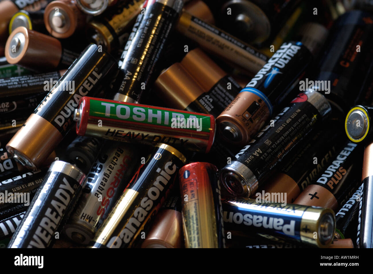 Verwendet in Erwartung dumping oder recycling-alkaline-Batterien Stockfoto