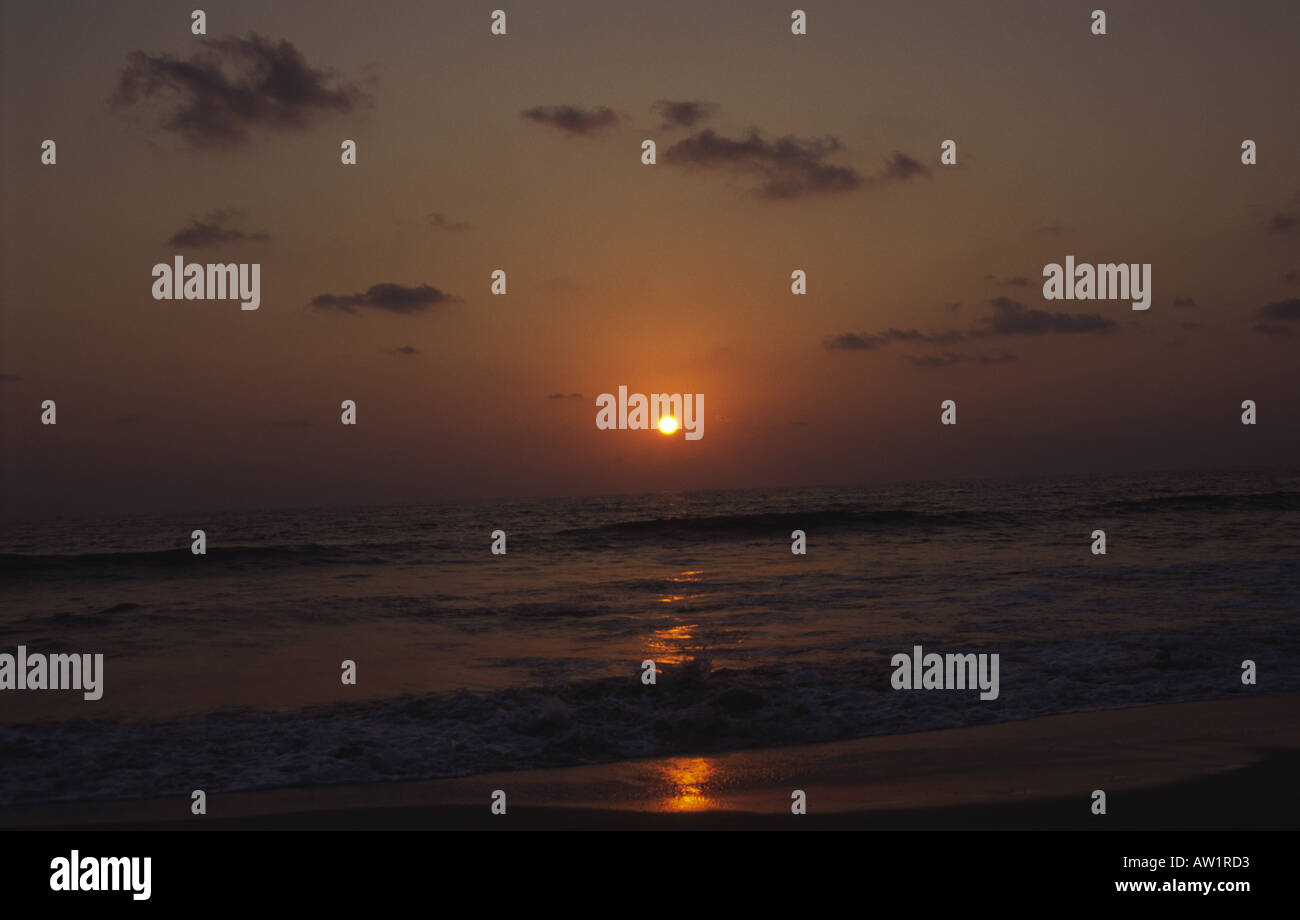 Palolem Beach bei Sonnenuntergang in Süd-Goa Südindien Stockfoto