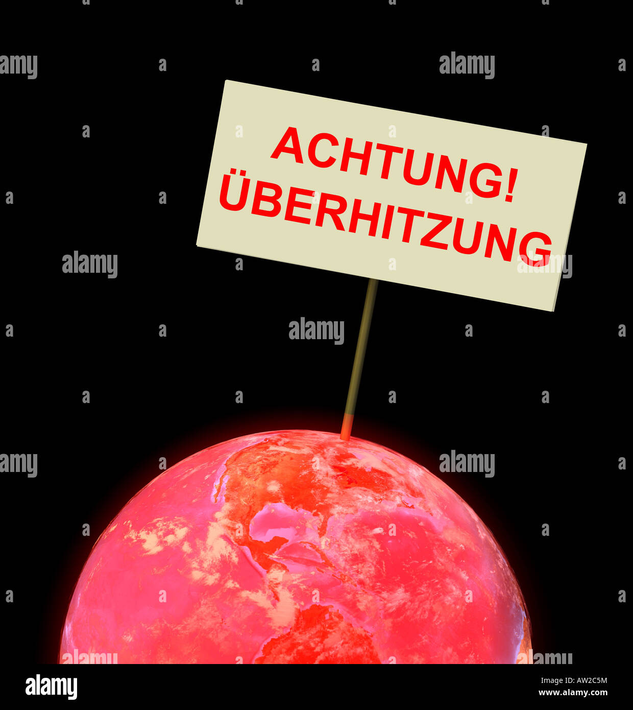 Globus mit roten überhitzten Atmosphäre Stockfoto