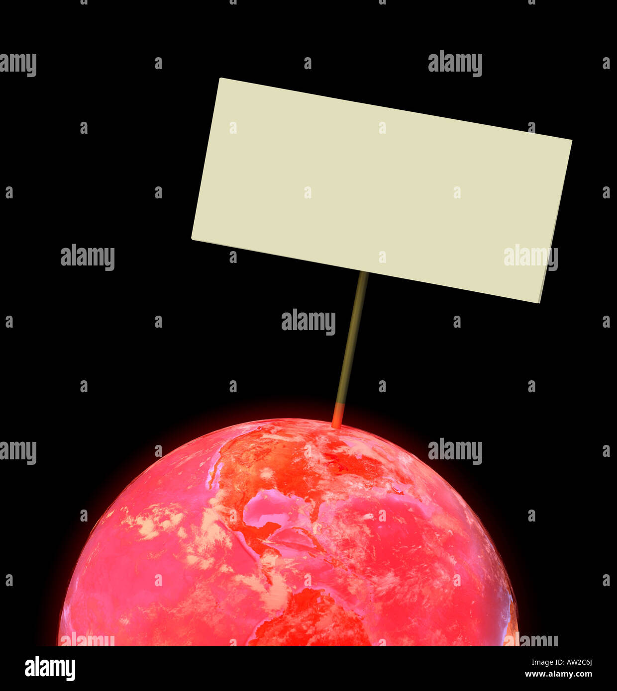 Globus mit roten überhitzten Atmosphäre Stockfoto