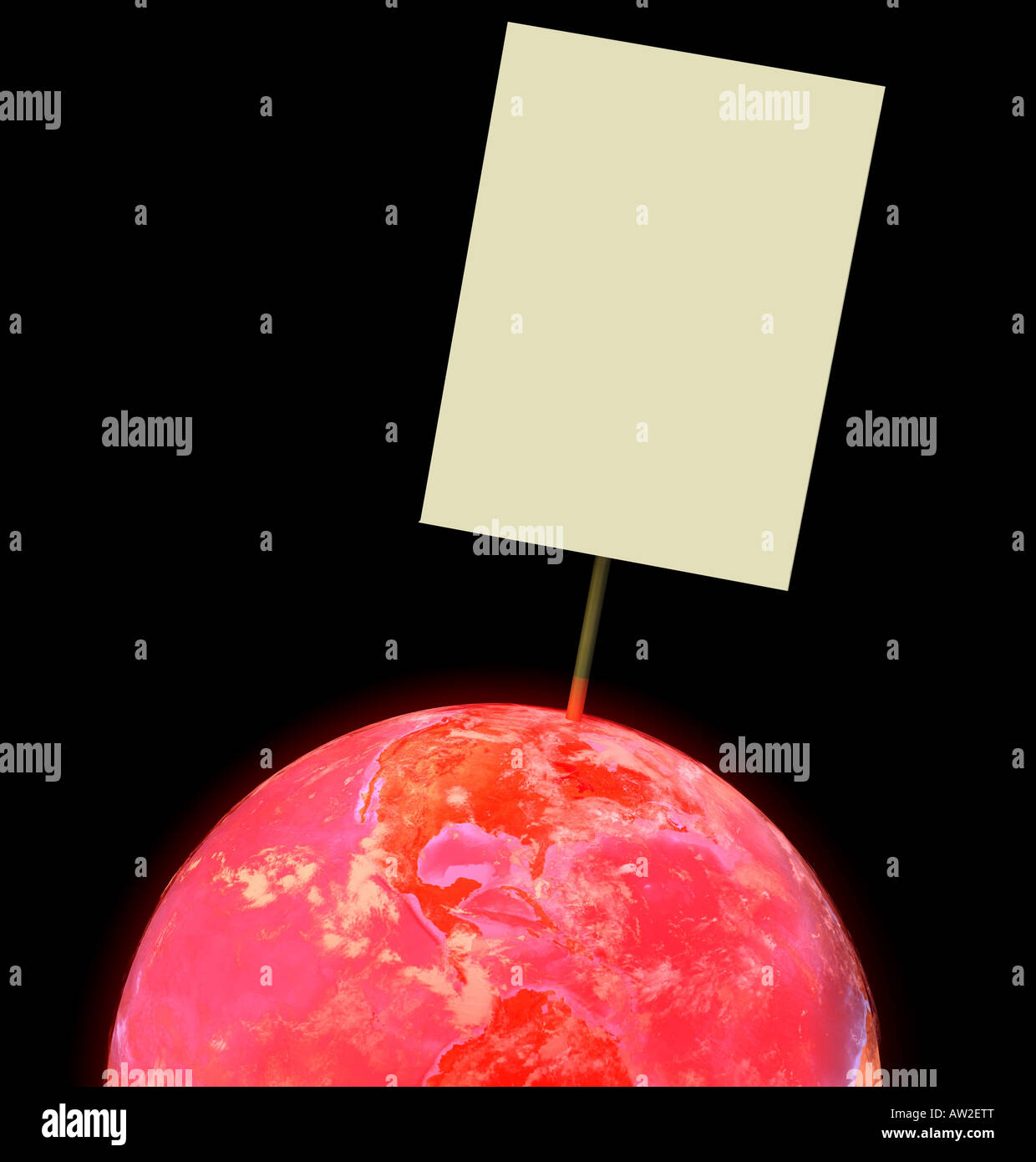 Globus mit roten überhitzten Atmosphäre Stockfoto