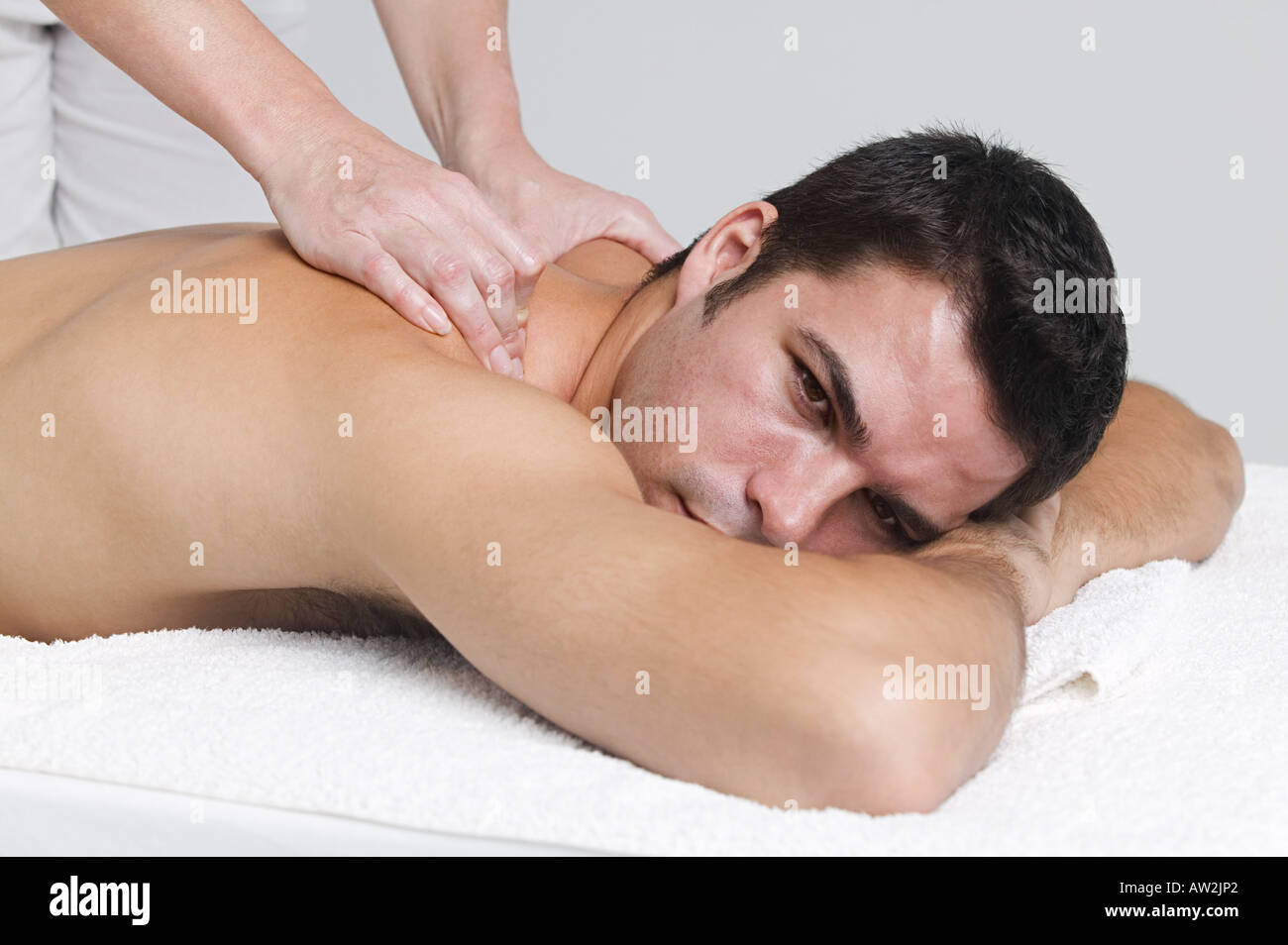 Mann mit einer massage Stockfoto