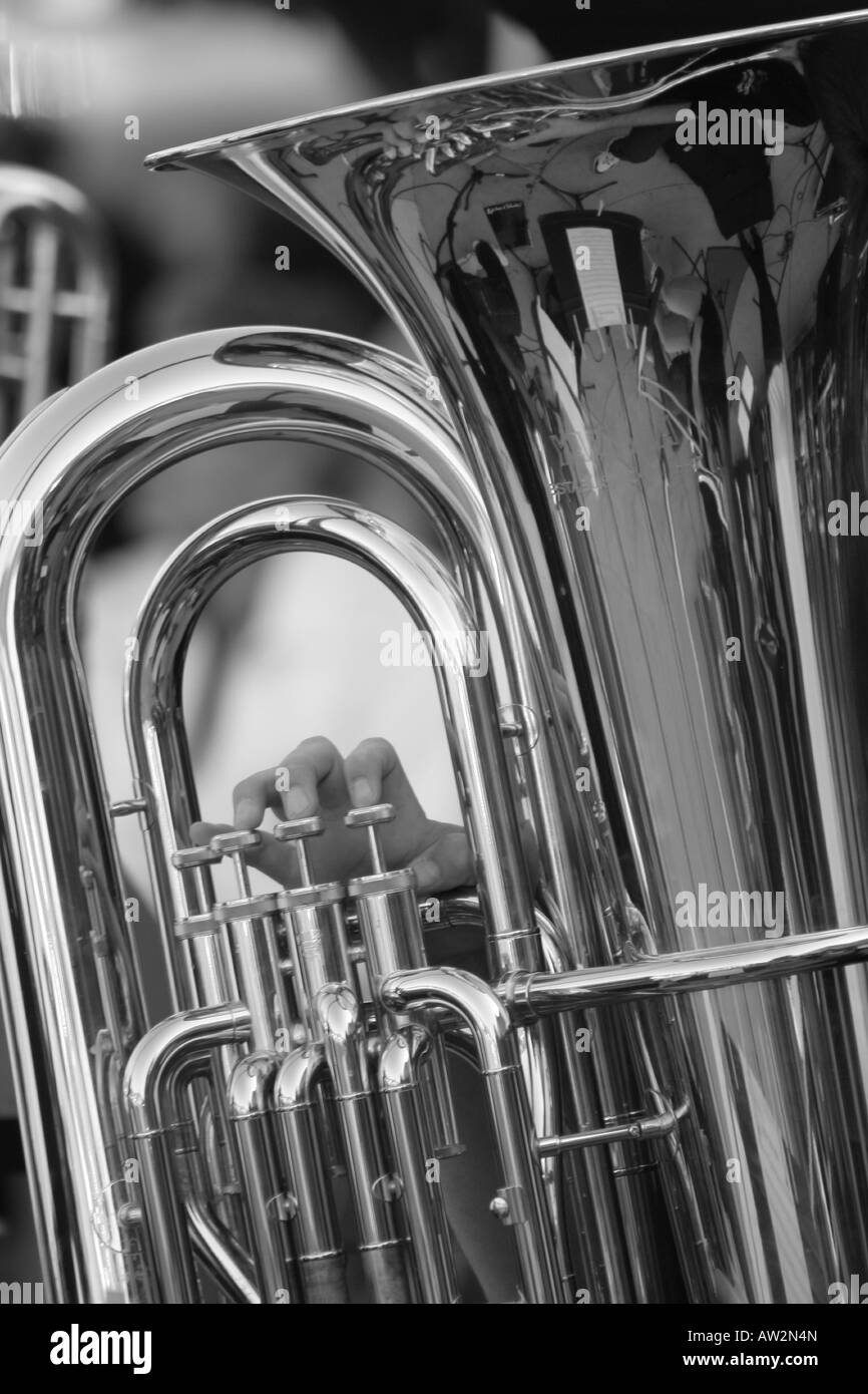 Posaune gespielt wird Stockfoto