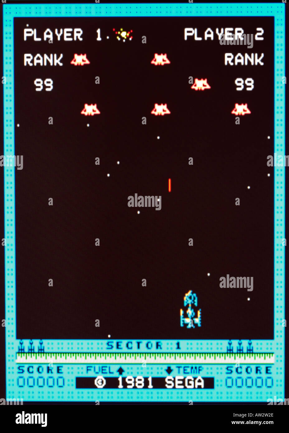 Astro-Blaster Gremlin Sega Vintage Arcade Videospiel Screenshot - nur zur redaktionellen Nutzung Stockfoto