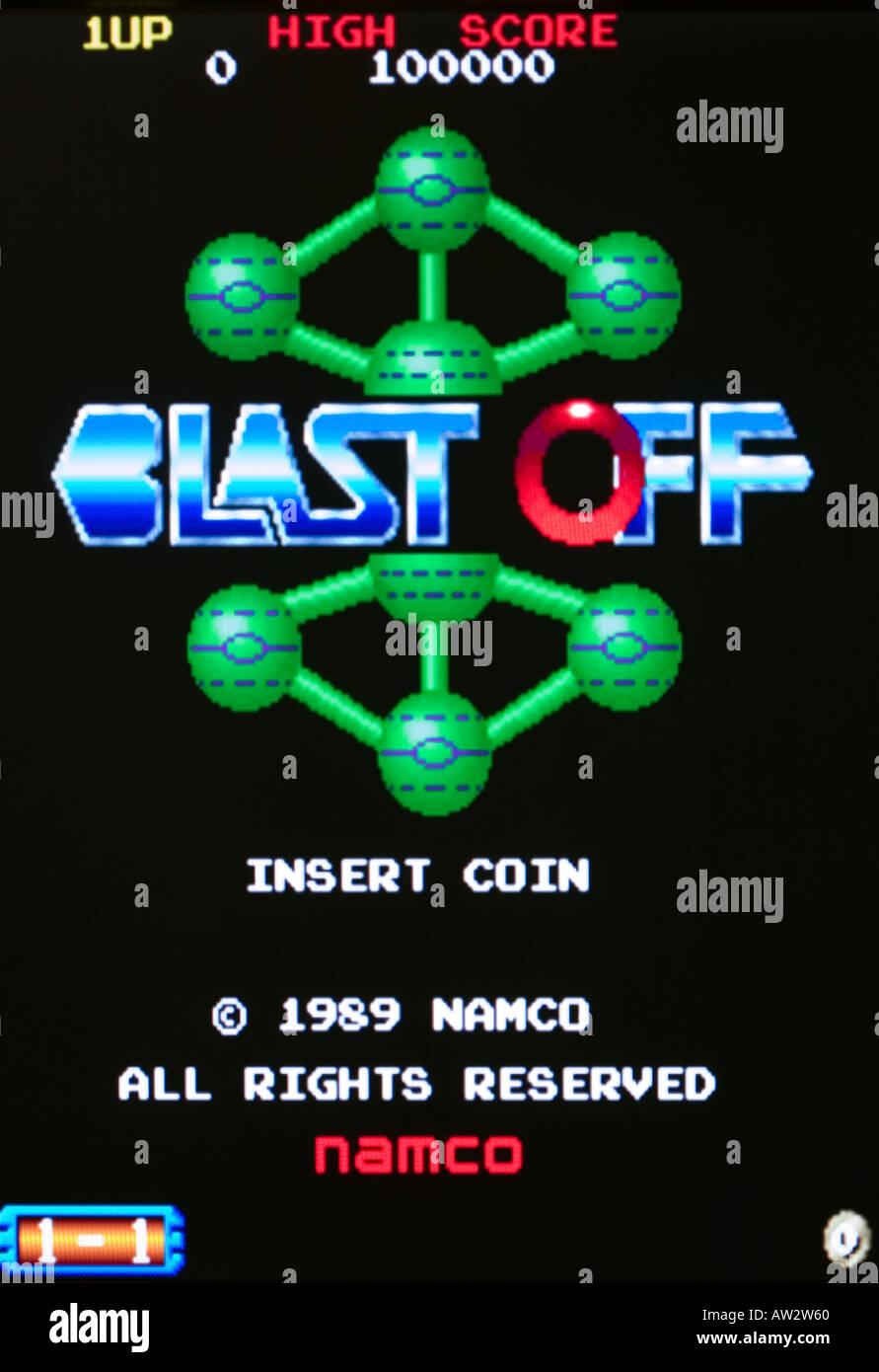 Blast Off Namco 1989 Vintage Arcade Videospiel Screenshot - nur zur redaktionellen Nutzung Stockfoto