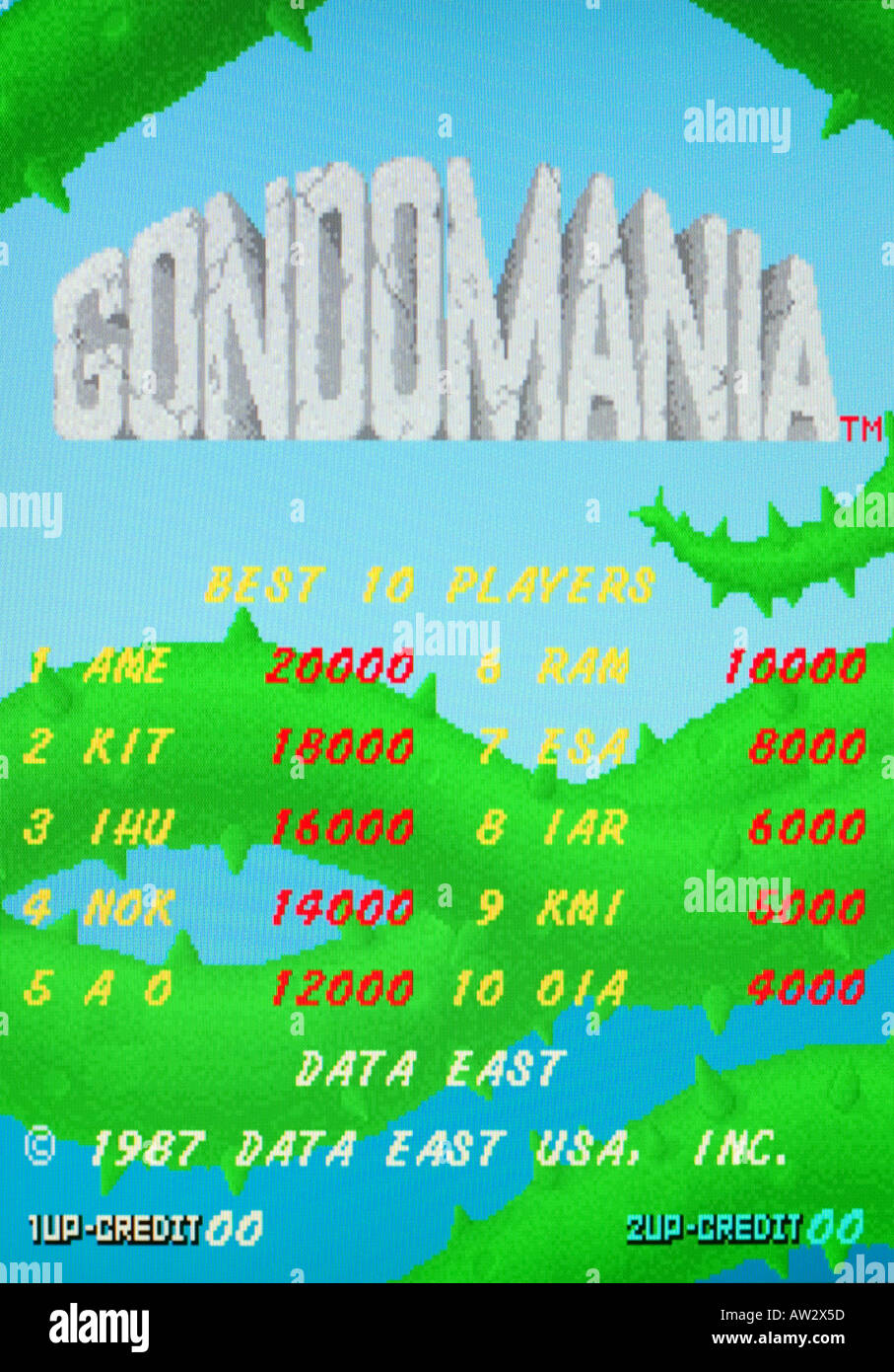 Gondomania Data East 1987 Vintage Arcade Videospiel Screenshot - nur zur redaktionellen Nutzung Stockfoto