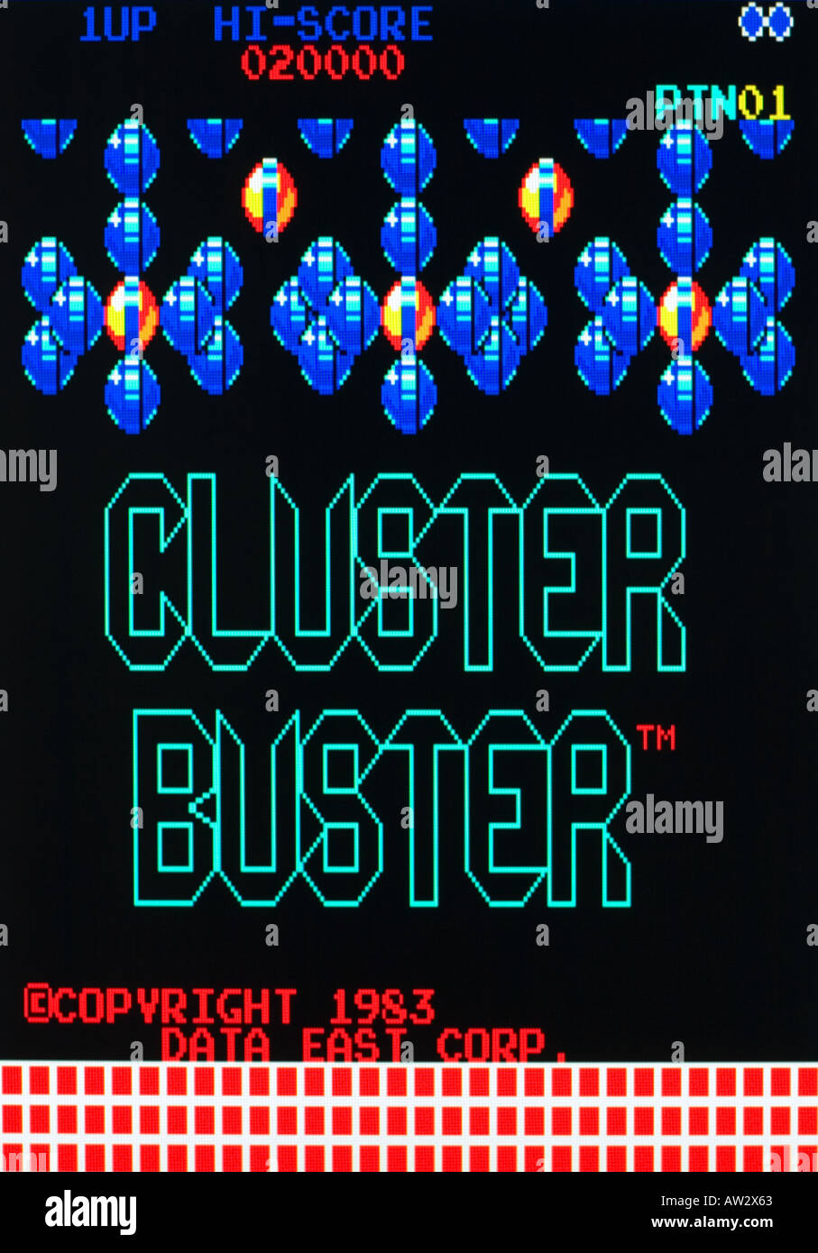 Graplop aka Cluster Buster Daten Ost 1983 Vintage Arcade Videospiel Screenshot - nur zur redaktionellen Nutzung Stockfoto