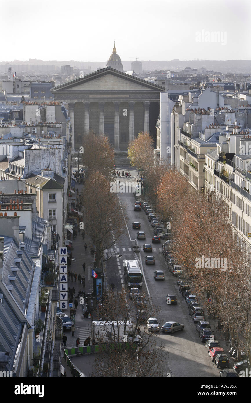 Blick auf die Straße Rue Tronchet und Madeleine, Frankreich, Paris Stockfoto